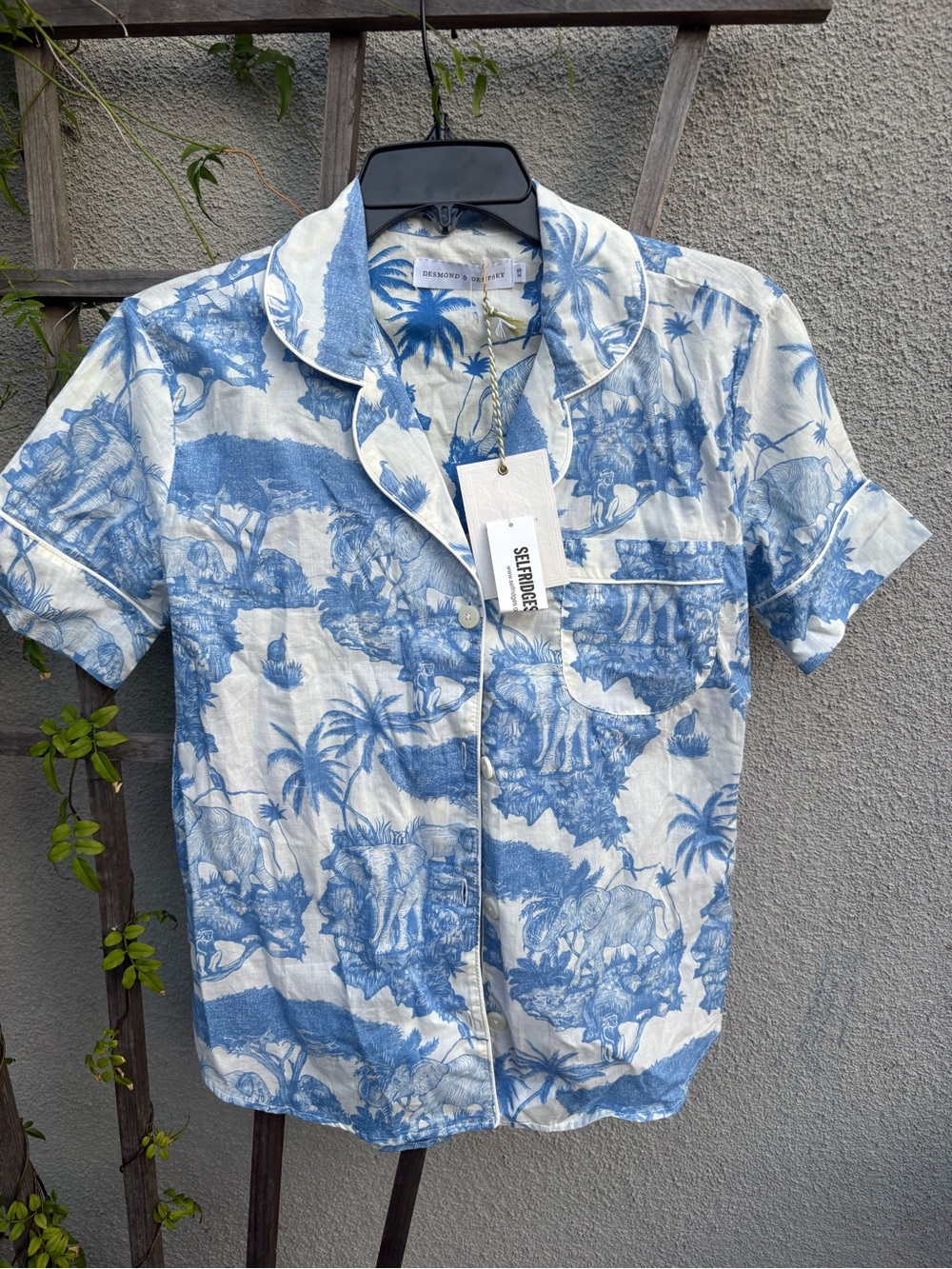 Desmond and Dempsey SHORT SLEEVE PYJAMA SET LOXODONTA BLUE New with Tags! - Picture 6 of 12